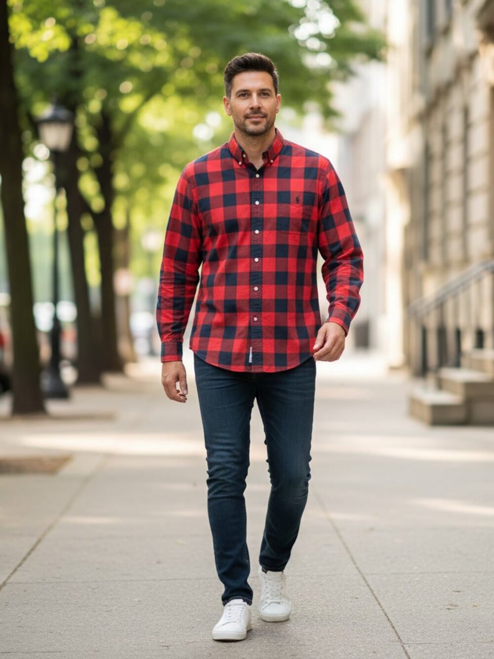 Polo Ralph Lauren Red Black Buffalo Check Shirt S